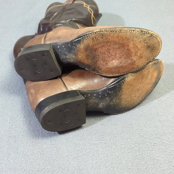 Tony Lama Vintage Boots Men's 9B Brown Western Made In USA 1990 Style 2032 - Picture 8 of 16